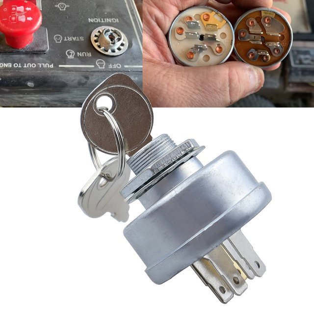 Husqvarna Rasenmäher-Zündstarter mit Schlüssel und 5-Flachstecker für Motorstarterschalter 725-0267 725-0267A 925-0267A - Bild 1