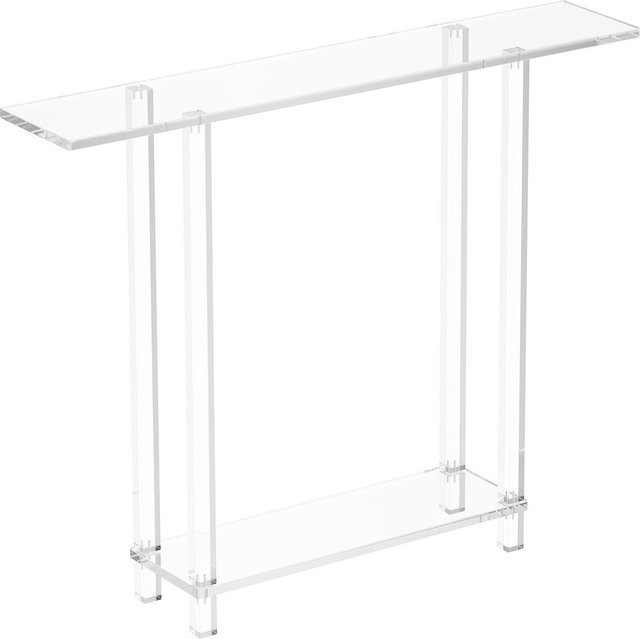Moderner Acryl Konsolentisch von Buying Solutions, MB, 2-stufiger rechteckiger Schreibtisch mit offener Ablage, Transparent, B/T/H: 100 x 19,3 x 80 cm - Bild 1