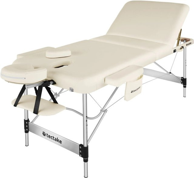 tectake 3 Zonen Massageliege Ko Tao in Beige mit Aluminiumgestell und Polsterung, B/T/H: 212 x 78 x 90 cm - Bild 2