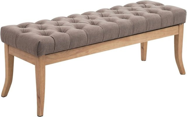 DELUKE Sitzbank CANNES Polsterbank im Chesterfield-Design aus Stoff in Taupe, B/T/H: 120 x 38 x 46 cm - Bild 1