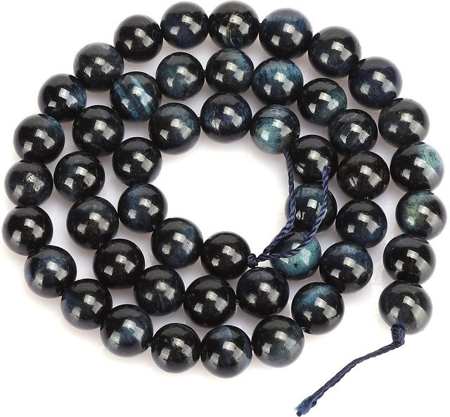 Neoglint Armband Perlen, Naturstein, Blau Schwarz Tigerauge, 8mm, Unisex - Bild 1
