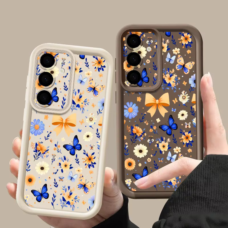 Stoßfeste TPU Handyhülle mit romantischem Garten-Muster für Samsung Galaxy S25 S24 S23 Ultra S25 Edge S24 S23 FE S22 Plus in Multicolour und Blau - Bild 4