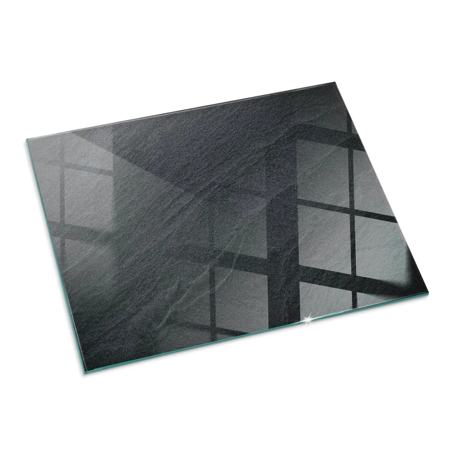 Tulup Glasplatte für Kamin in Schwarz mit Natursteinstruktur, B/H: 80 x 60 cm - Bild 2