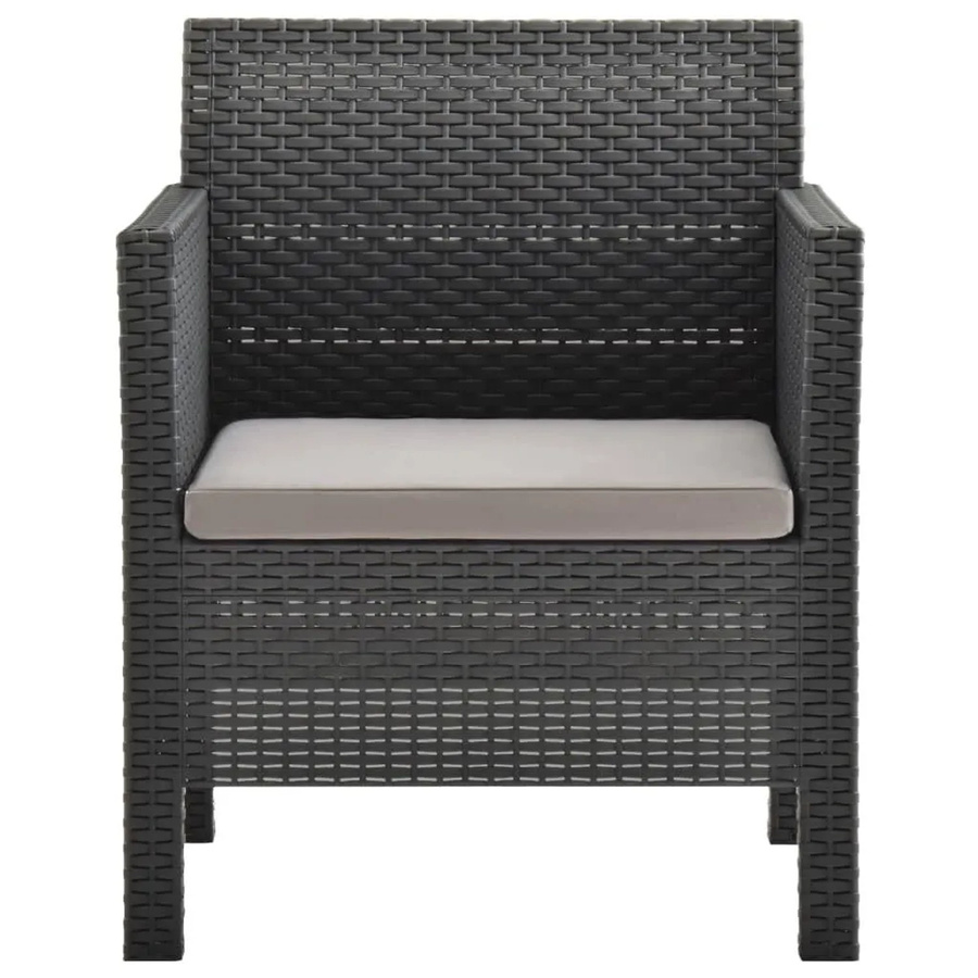 Furnicato Gartenstuhl aus Polypropylen Rattan mit Kissen in Anthrazit B: 63 cm, T: 65 cm, H: 76 cm - Bild 2