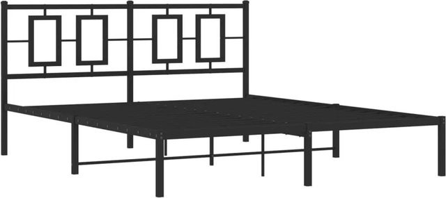 vidaXL Bettgestell aus Metall mit Kopfteil in Schwarz, B/T/H: 150 x 200 cm - Bild 1