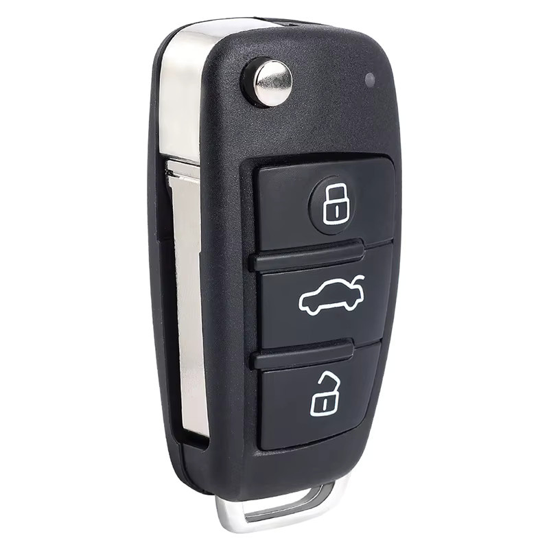 KEYECU Ersatz Flip Remote Key Fob mit ID48 Chip und 3 Tasten für Audi A1 Q3 TT R8 2006-2017, 433 MHz, Schwarz - Bild 2