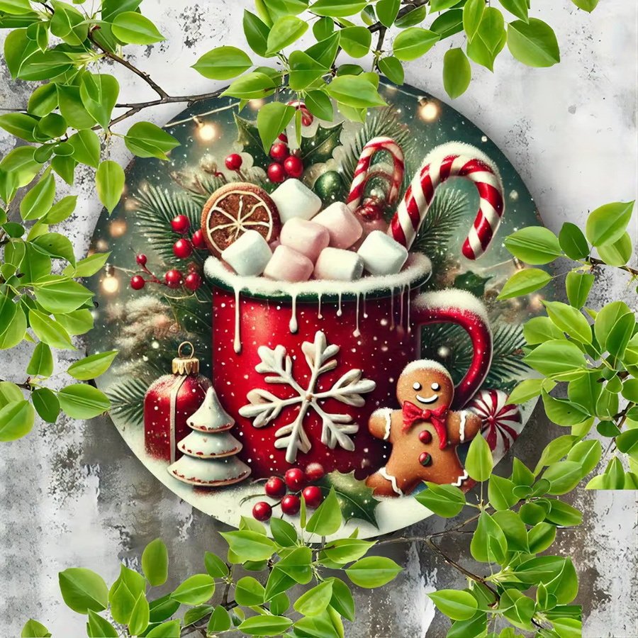 HELLOYOUNG Weihnachtsschild aus Aluminium mit Lebkuchen und heißem Kakao, Multicolor, B/H: 20 x 20 cm - Bild 4