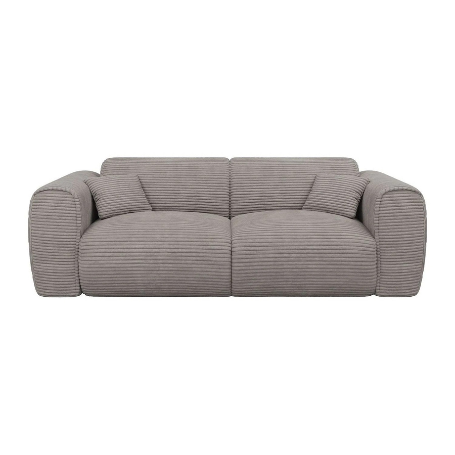Vente-unique Schlafsofa Pognia in Hellgrau mit Samtbezug und Dekokissen - Bild 2