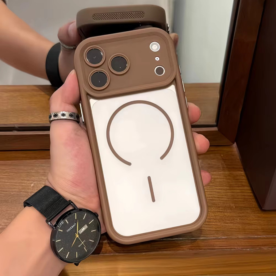 Magnetische iPhone Schutzhülle mit Wärmeableitung und MagSafe Kompatibilität, Matt und Transparent, Orange - Bild 1