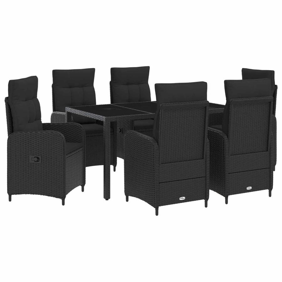 vidaXL Outdoortisch-Set aus Poly-Rattan in Schwarz mit 7 Teilen, B/T/H: 150 x 90 x 75 cm - Bild 2