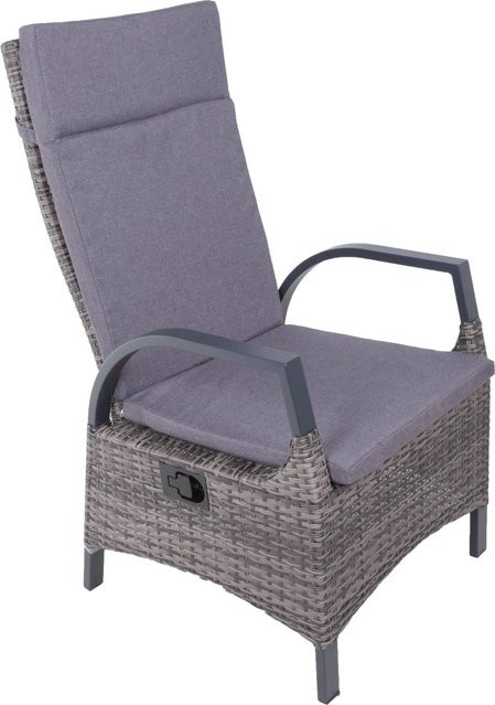 Garden Pleasure Relaxsessel Almada aus Aluminium mit Polster in Grau-Anthrazit, verstellbar mit Kopfstütze - Bild 1
