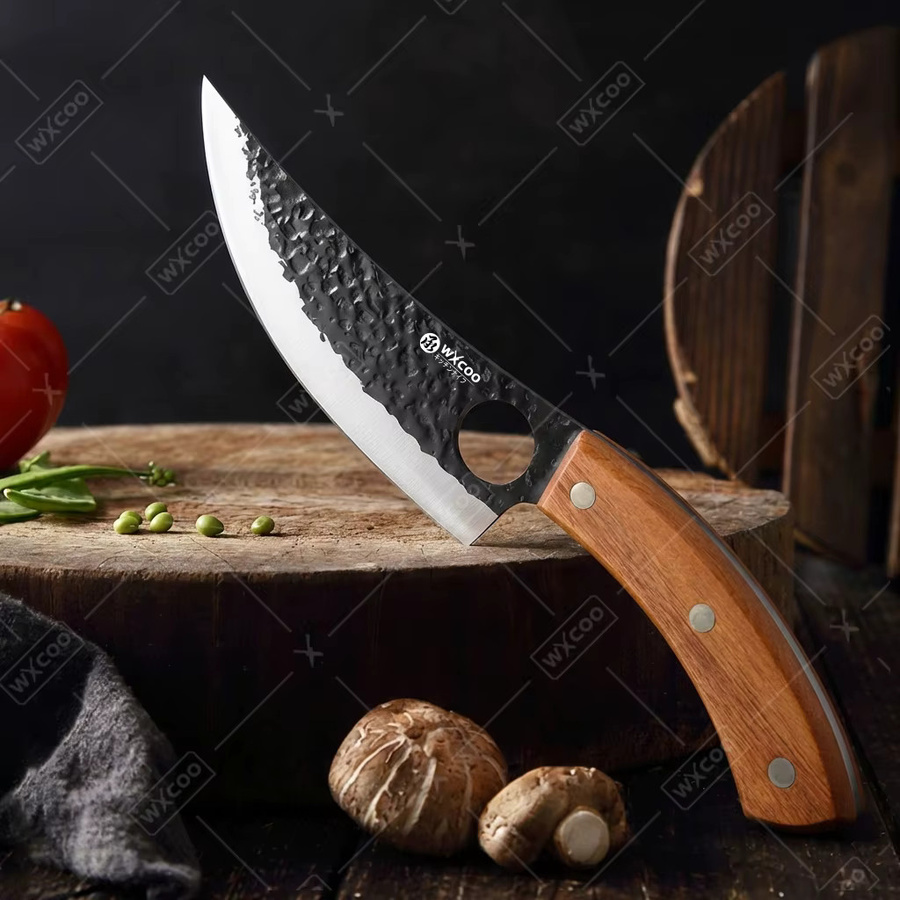 WXCOO Handgeschmiedetes Kochmesser mit ergonomischem Holzgriff in Braun - Bild 4