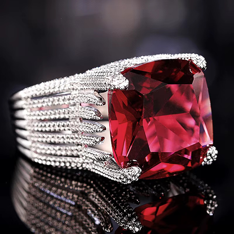 Huitan Ring, roter Zirkonia, Silber, Damen - Bild 3