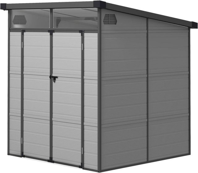 Outsunny Gerätehaus aus Kunststoff mit Pultdach in Hellgrau, B/T/H: 190 x 190 x 215 cm - Bild 3