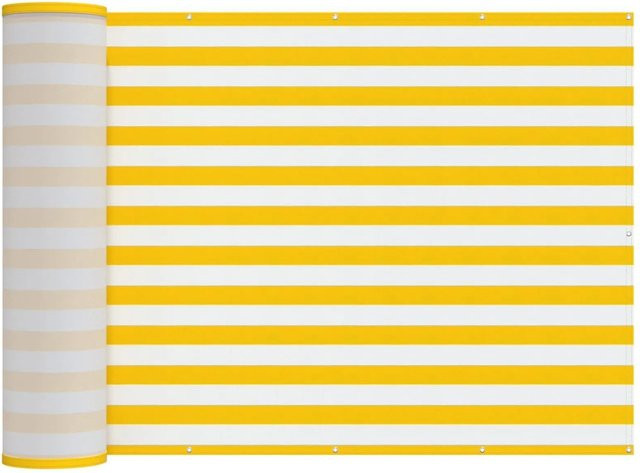 vidaXL Balkon Sichtschutz aus Polyester mit PU-Beschichtung, Farbe: Weiß/Gelb, B/H: 800 x 150 cm - Bild 1