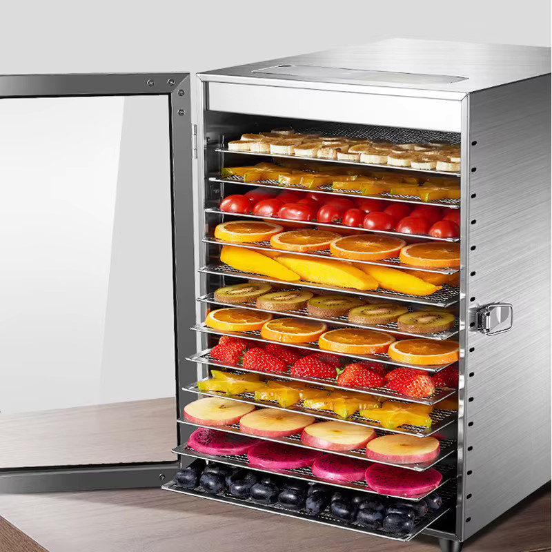 DIVEDEER 12-stufiges Obst-Dörrgerät aus Edelstahl in Silber für Obst, Fleisch und Tierfutter - Bild 4