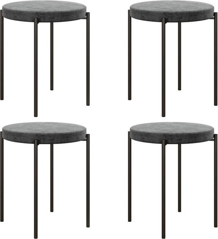 HOMCOM 4er-Set Esszimmerhocker aus Samt in Anthrazit mit Metallgestell, stapelbare Polsterstühle für Küche und Esszimmer, B/T/H: 41,5 x 41,5 x 46 cm - Bild 1