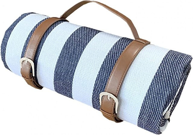 LUELANS Campingdecke Maritime Kariert, Blau, B/T: 150 x 200 cm, wasserdicht und maschinenwaschbar - Bild 1