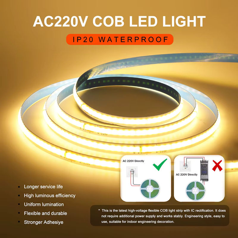 KISUFU COB-LED-Streifen mit 240 LEDs, warmweißes Naturweiß, 220 V, lineare Beleuchtung mit RA90 und IC-Chip - Bild 5