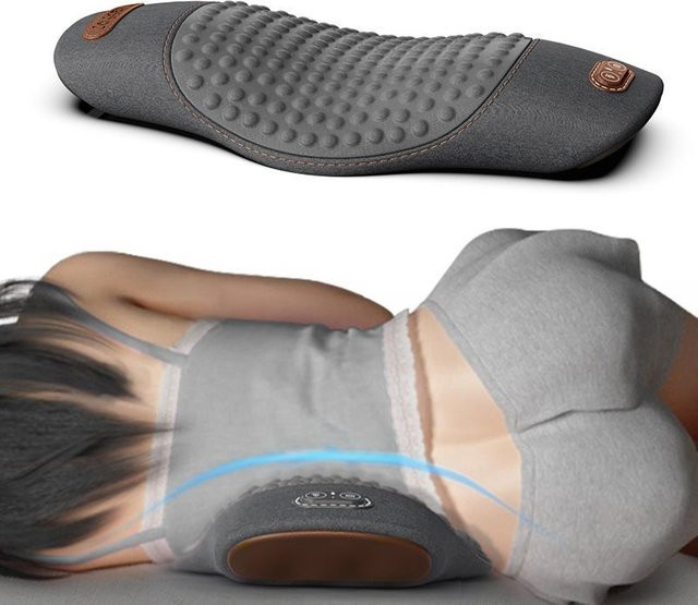 Vilnason Elektrisches Massagekissen mit Heizfunktion und Vibration zur Unterstützung der Taille in Grau - Bild 1