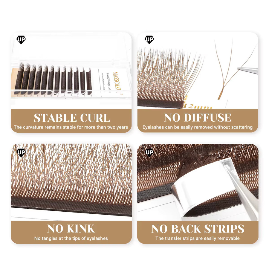 MASSCAKU Wimpernverlängerung, Brown, synthetisch, gemischte Länge - Bild 5