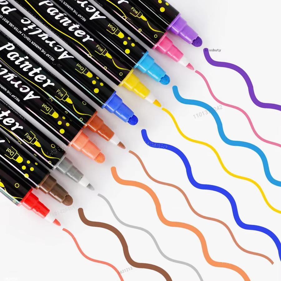 Kissbuty Acryl-Farbmarker Set mit 36 Farben und Dual-Tip-Spitzen in 1 mm und 5 mm für Holz, Felsmalerei, Leinwand, Stein und Glas - Bild 2