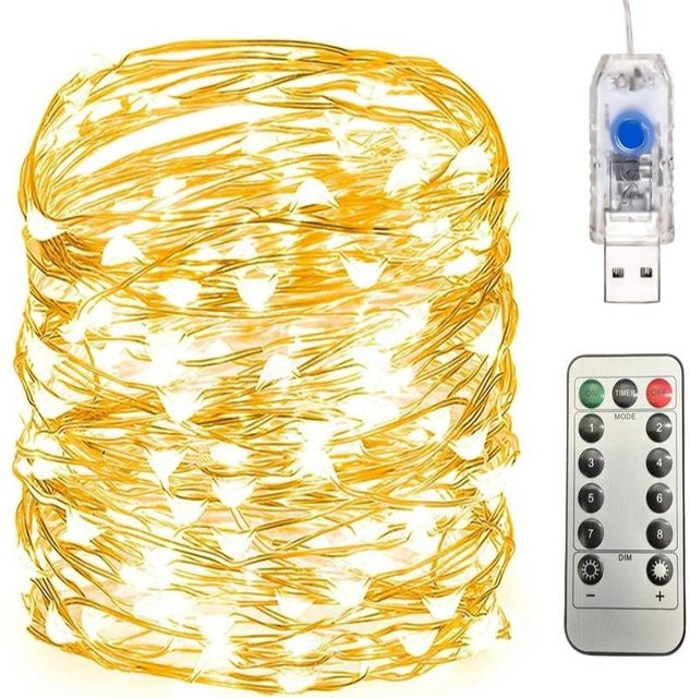 OKAL RED EAST LED-Lichterkette aus Kupferdraht mit Fernbedienung und USB-Anschluss, Mehrfarbig und Warmweiß zur Weihnachtsdekoration - Bild 1