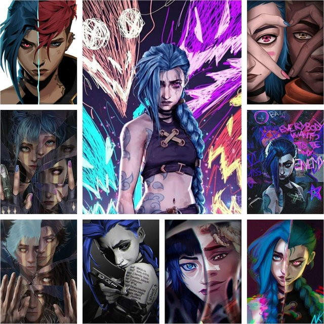 Arcane Jinx Anime 5D-Diamant-Malerei-Set von Potdemiel mit runden Bohrern in Multicolour für DIY-Kunst und Deko, Breite: 30,0 cm, Höhe: 20,0 cm, Tiefe: 20,0 cm - Bild 1