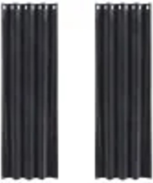 vidaXL Vorhänge aus Samt in Dunkelgrau, 2er-Set, Verdunkelungsvorhänge, Breite: 140 cm, Höhe: 245 cm - Bild 1
