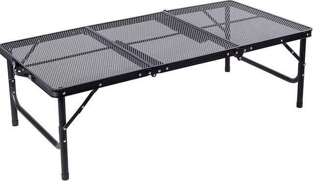 Sportssss Camping-Klapptisch aus Metall, höhenverstellbar und dreifach klappbar, Schwarz - Bild 1
