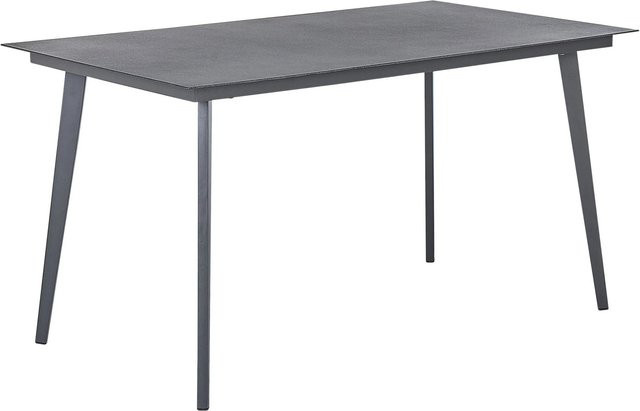 Beliani Gartentisch MILETO in Dunkelgrau aus Metall und Glas im Retro-Design, B/T/H: 140 x 80 x 75 cm - Bild 1