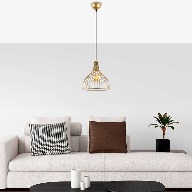 Opviq Pendelleuchte Cafu in Gold, höhenverstellbar, E27, B/T/H: 25 x 25 x 123 cm - Bild 2
