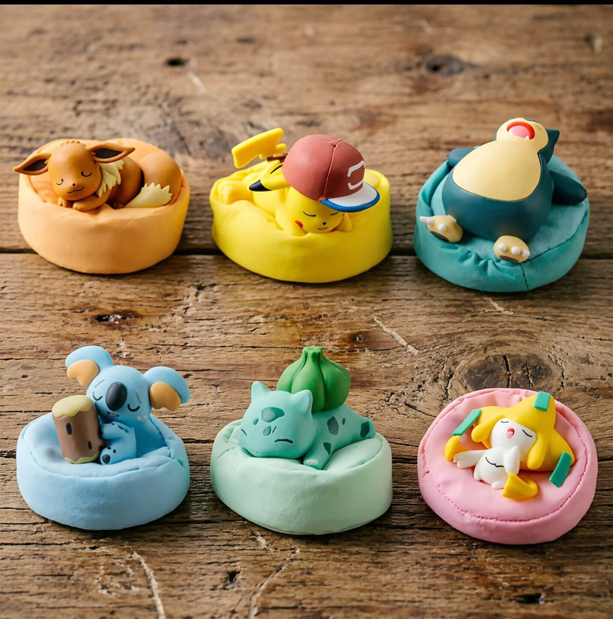 Bandai Pokémon Cartoon-Tier Schlafende Figuren, Mini PVC-Figurenset, Bunt / Mehrfarbig - Bild 1