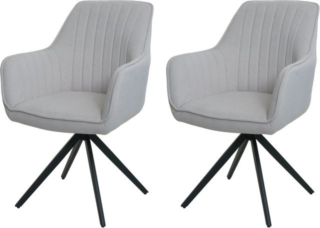 CHEFGASTRO Esszimmerstuhl 2er-Set drehbar mit Auto-Return Funktion in Creme-Beige aus Stoff und Stahl, H x B x T: 87 x 58 x 55 cm, Sitzhöhe: 46 cm - Bild 1