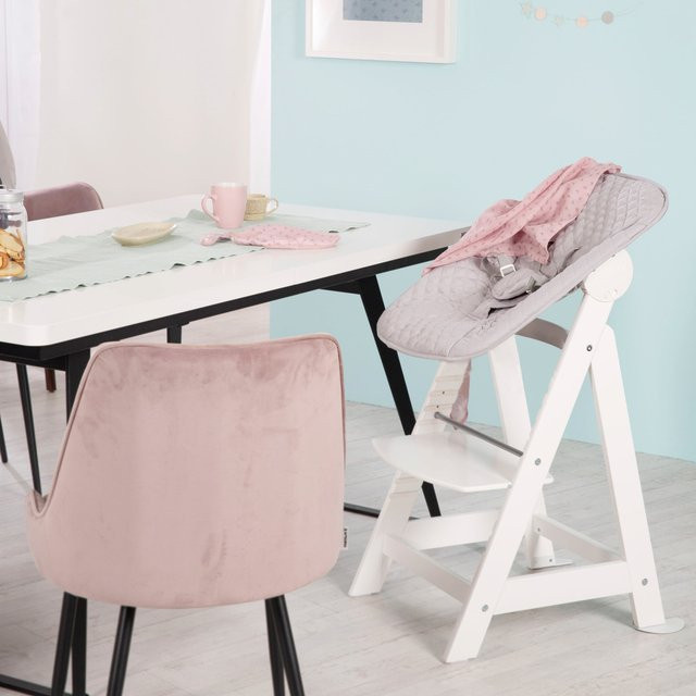 Roba Treppenhochstuhl Born Up 2in1 Set mit Liegefunktion und Neugeborenen-Aufsatz, grau/weiss, B/H/T: 46 x 94 x 66.5 cm - Bild 1