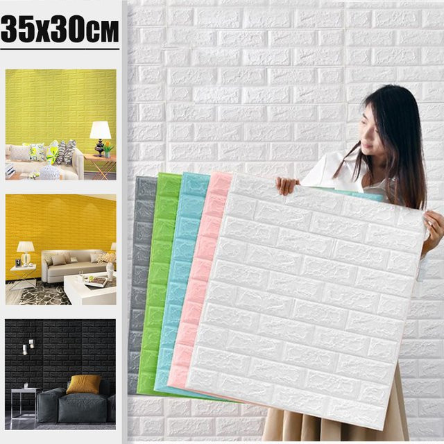 Wandaufkleber 3D-Ziegel-Tapete von ctzsoop in geometrischem Design, wasserdichte Schaumstoff-Wanddekoration für Schlafzimmer und Wohnzimmer, B/H: 35 x 30 cm - Bild 1