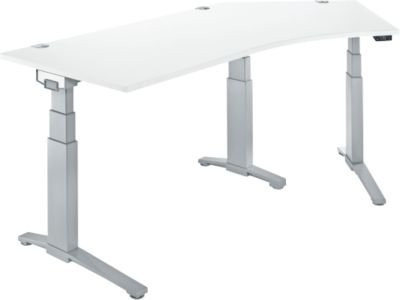 Schäfer Shop Genius ERGOSTYLE S Schreibtisch, elektrisch höhenverstellbar, 135°, C-Fuß, weiß/weißaluminium, B: 216,5 cm, T: 80 cm, H: 64,5-130,5 cm - Bild 1