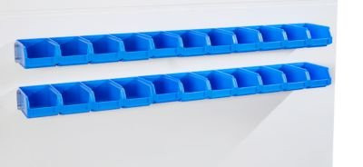 Schäfer Shop Select Einhängeleisten für 22 Sichtlagerkästen SSI Schäfer Serie PROFI LF 211, 2 Stück, verzinktes Stahlblech, L 1135 x B 68 x T 2 mm - Bild 1