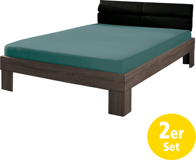 Dreamtex Jersey-Spannbetttuch 2er-Pack aus Mikrofaser, B/T: 100 x 200 cm, bügelfrei - Bild 1