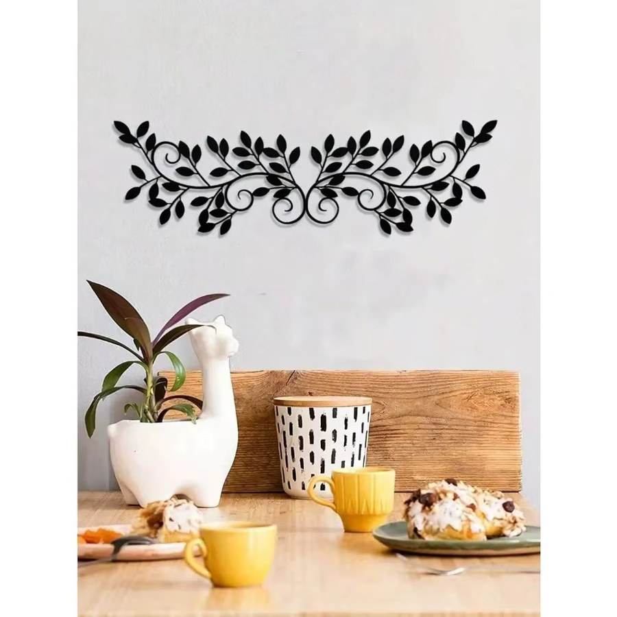 Botanical Home Brand 2er-Pack Wandkunst aus schwarzem Metall in Blatt-Optik im Boho-Stil - Bild 3