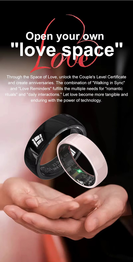 Timethinker R12 Smart Ring mit Ladecase in Schwarz für Damen und Herren mit Gestensteuerung, Herzfrequenz- und Schlafüberwachung sowie 5ATM Wasserdichtigkeit für Android und iOS - Bild 3