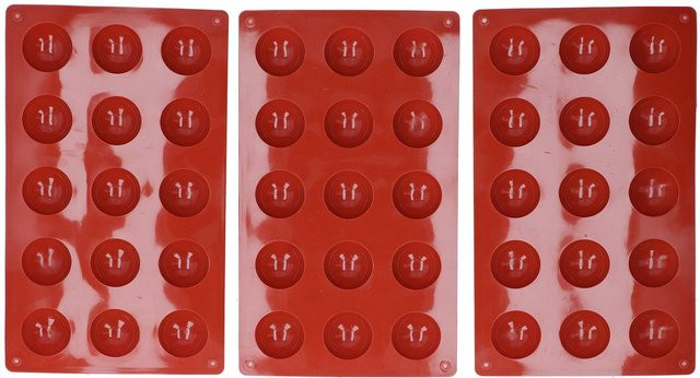 TOMTOP JMS Silikon Backform für Schokolade und Desserts, 3er Set, 15 Halbkugeln, Rot - Bild 1