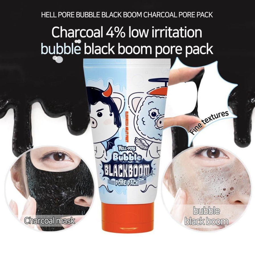 Elizavecca Milky Piggy Hell Pore Bubble Black Boom, Maske mit Holzkohle, 150 ml - Bild 2