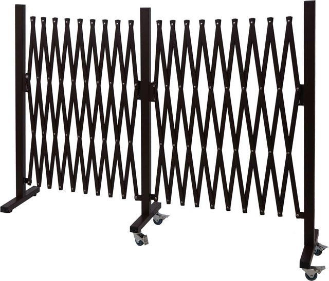 PROREGAL Alu Absperrgitter Braun, ausziehbarer Scherengitter Zaun als Schutzgitter und Trenngitter mit Laufrollen, Höhe: 110 cm, Breite: 530 cm - Bild 1