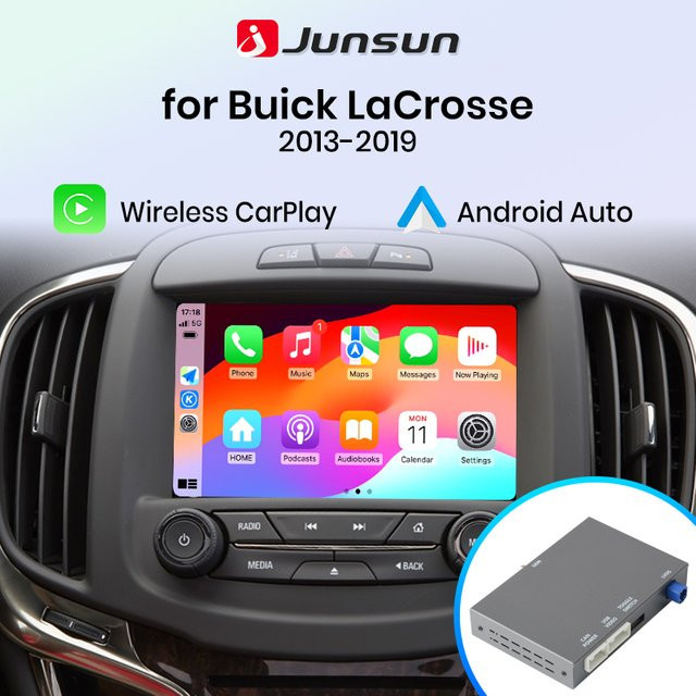 Junsun Wireless CarPlay und Android Auto Interface Adapter für Buick Regal Envision Verano, Cadillac SRX XTS ATS CTS, Opel Insignia Astra und Chevrolet Silverado 2014-2018 mit 8 Zoll Display - Bild 1