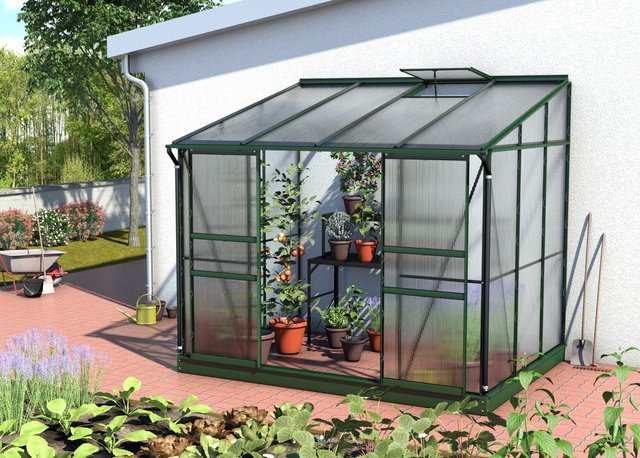 Vitavia Anlehn-Gewächshaus Ida 5200 in Smaragdgrün mit 6 mm HKP und 5,2 m² Fläche - Bild 1