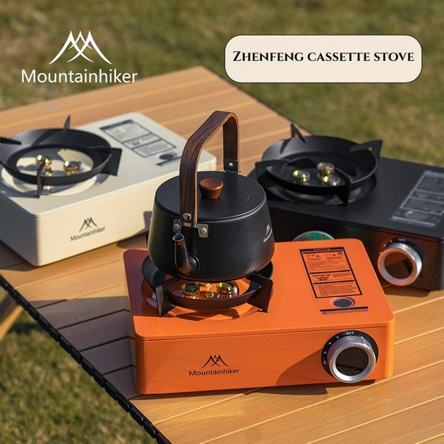 MOUNTAINHIKER Camping-Gaskocher mit 6800W Feuerkraft, tragbarer Kassettenbrenner in Schwarz für Outdoor, Wandern und Picknick - Bild 1