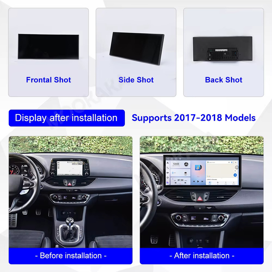 MOOKAKA Android Autoradio mit 15,8 Zoll Bildschirm und GPS-Navigation für Hyundai I30 2017-2018, Multimedia-Video-Stereo-Empfänger in Schwarz - Bild 4
