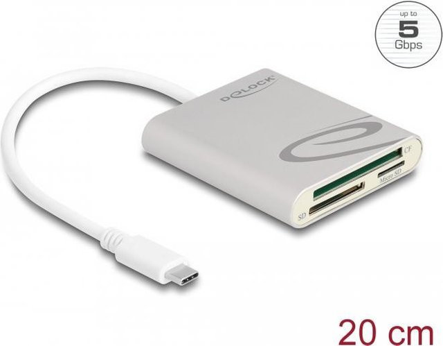 Delock Multi-Format Kartenleser mit USB-C Anschluss in Grau oder Weiß - Bild 1