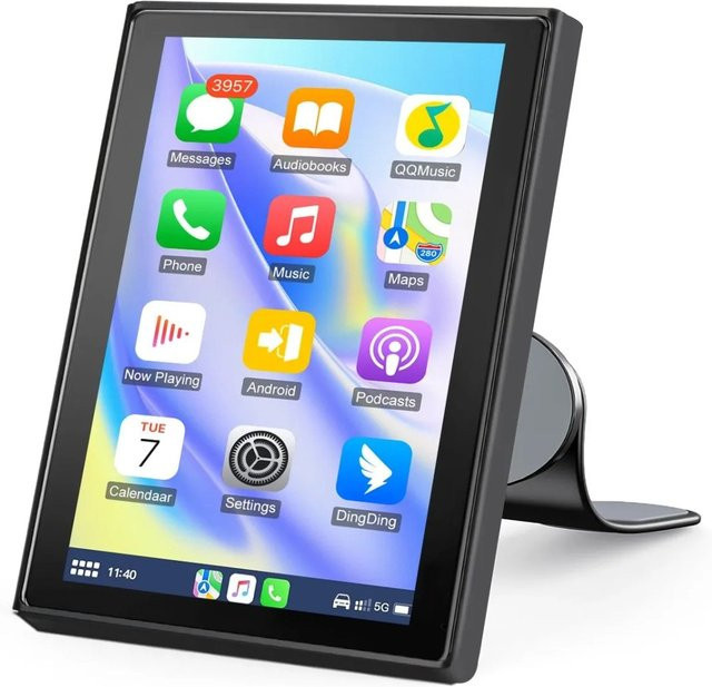 Junsun Tragbares 7 Zoll Wireless CarPlay Display mit Wi-Fi und Bluetooth in Schwarz - Bild 1